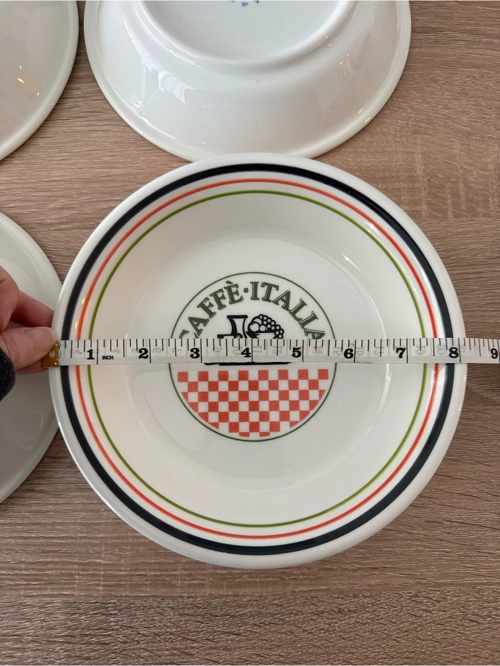 Caffè Italia Ceramic Bowls Set of 4, White Red & Green Vintage Made in Italy 8”